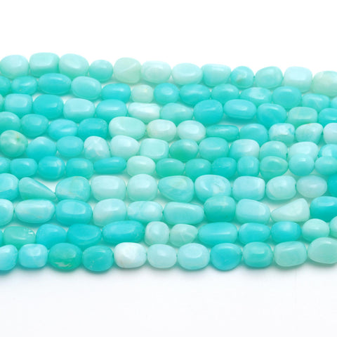 Peruvian Opal Blue Mix Shape Smooth Natural Beads 8 Inches Strands