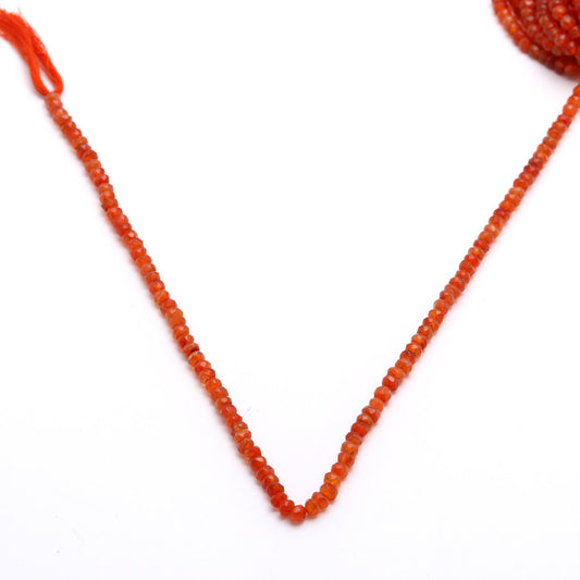 Carnelian Orange Rondelle Faceted Natural Beads 12.5 Inches Strands