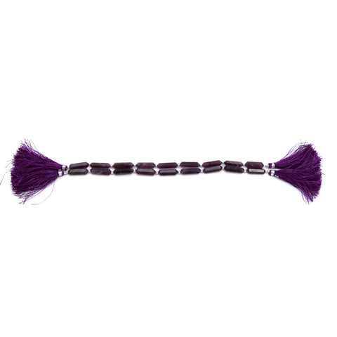 Amethyst Purple Double Pencil Smooth Natural Beads 8 Inches Strands