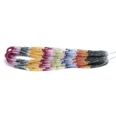 Natural Multi Sapphire Shaded 1.5 mm Multicolor Tire Faceted Beads 16 Inches Strands