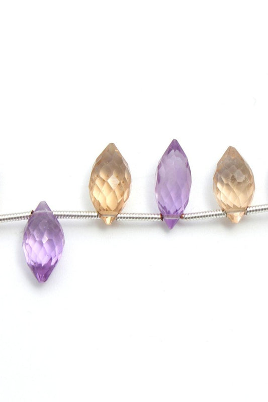 Ametrine Purple/Yellow Dew Drop Faceted Natural Beads