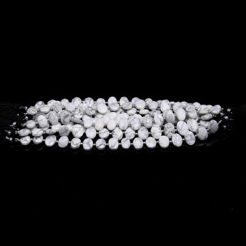 Howlite White Oval Faceted Natural Beads 8 Inches Strands