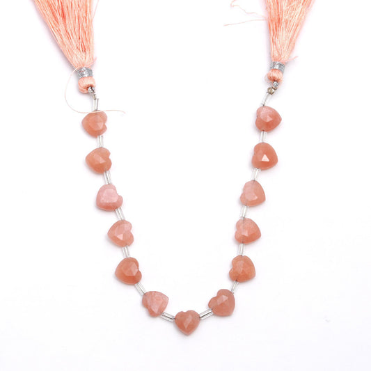 Sunstone Orange Heart Faceted Natural Beads 8 Inches Strands