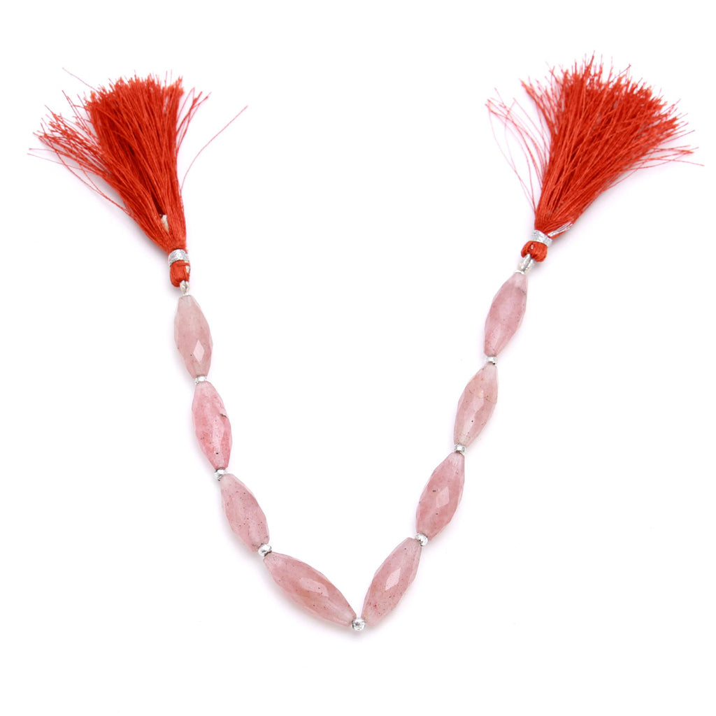 Strawberry Quartz Pink Barrel Faceted Natural Beads 8 inches Strands