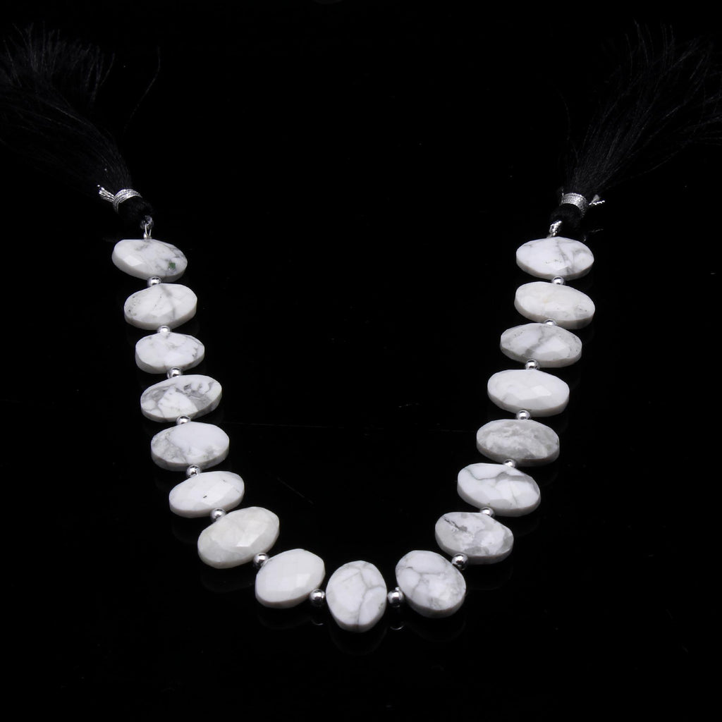 Howlite White Oval Faceted Natural Beads 8 Inches Strands