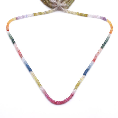 Multi Sapphire Multi Color Rondelle Faceted Natural Beads 18 Inches Strands