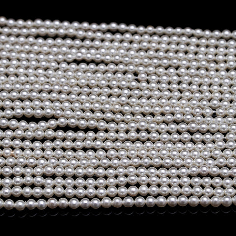 Pearl White Round Smooth Natural Beads 12.5 Inches Strands