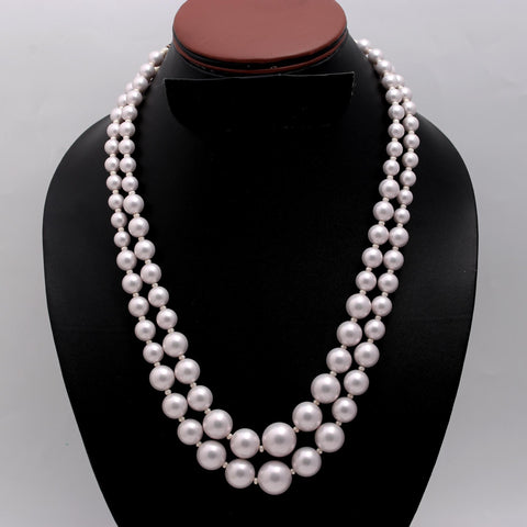 Pearl White Round Smooth Natural Beads Necklace