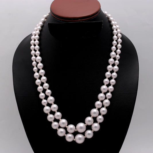 Pearl White Round Smooth Natural Beads Necklace