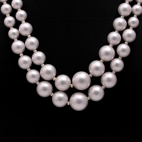 Pearl White Round Smooth Natural Beads Necklace