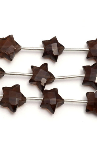 Smoky Quartz Brown Star Faceted Natural Beads