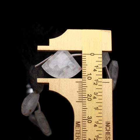 Rutilated Quartz Black Grey Axe Faceted Natural Beads 8 Inches Center