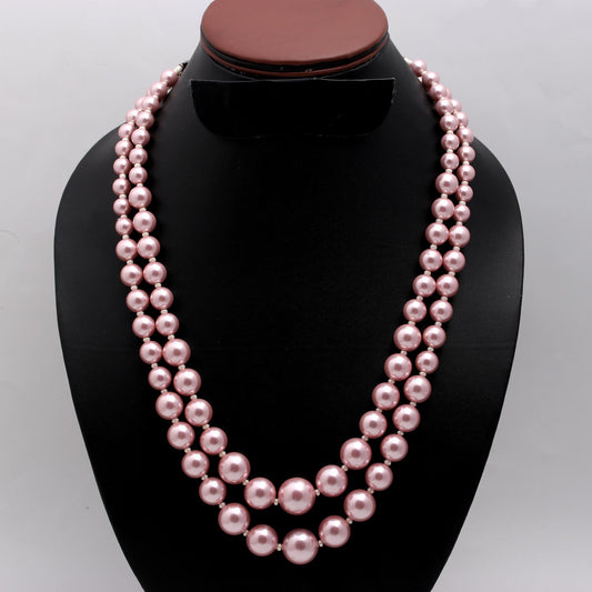 Pearl Pink Round Smooth Natural Beads Necklace 20 Inches Strands