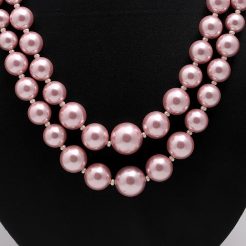 Pearl Pink Round Smooth Natural Beads Necklace 20 Inches Strands