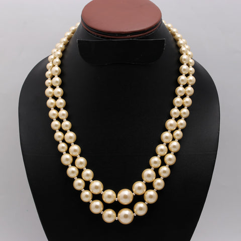 Pearl Yellow Round Smooth Natural Beads Necklace 20 Inches Strands