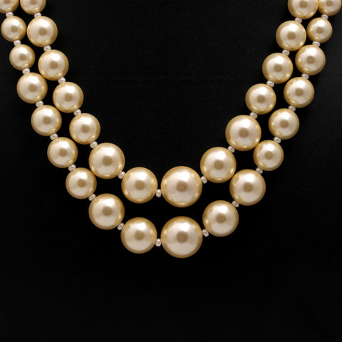 Pearl Yellow Round Smooth Natural Beads Necklace 20 Inches Strands