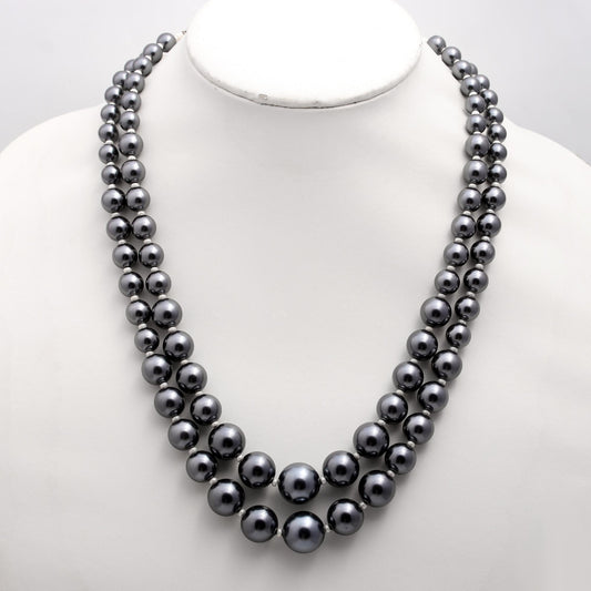 Pearl Black Round Smooth Beads Necklace 20 Inches Strands