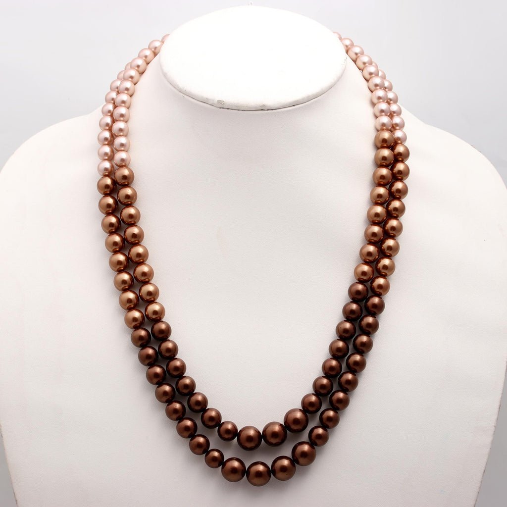 Pearl Bronze Round Smooth Natural Beads Necklace 20 Inches