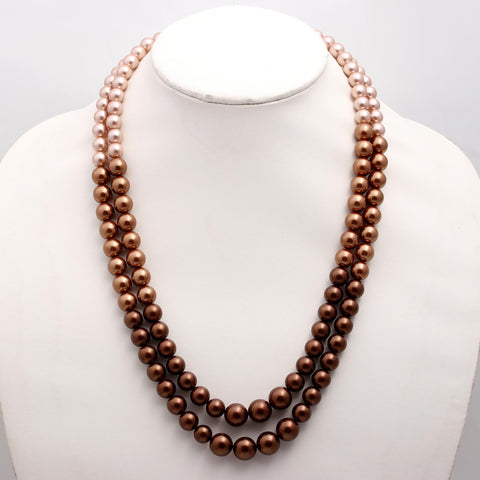 Pearl Bronze Round Smooth Natural Beads Necklace 20 Inches