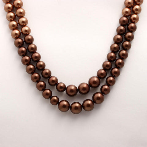 Pearl Bronze Round Smooth Natural Beads Necklace 20 Inches