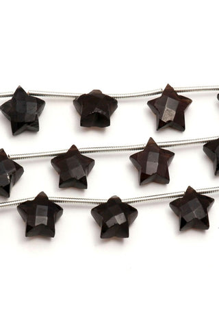 Smoky Quartz Brown Star Faceted Natural Beads