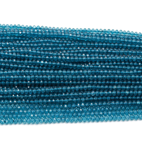 London Blue Topaz Rondell Faceted Natural Beads 12.5 Inches Strands