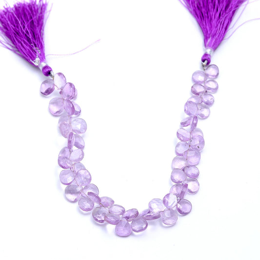 Amethyst Pink Pear Faceted Natural Beads 8 Inches Strands