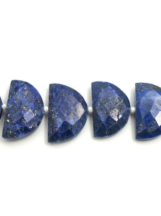 Lapis Lazuli Blue D Shape Faceted Natural Beads