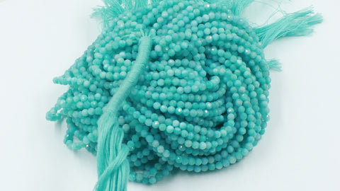 Amazonite Round Faceted Natural Beads 13.5 Inches Strands