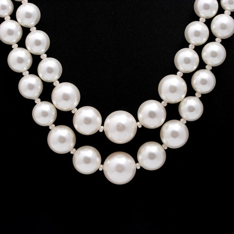 Pearl White Round Smooth Natural Beads Necklace 20 Inches