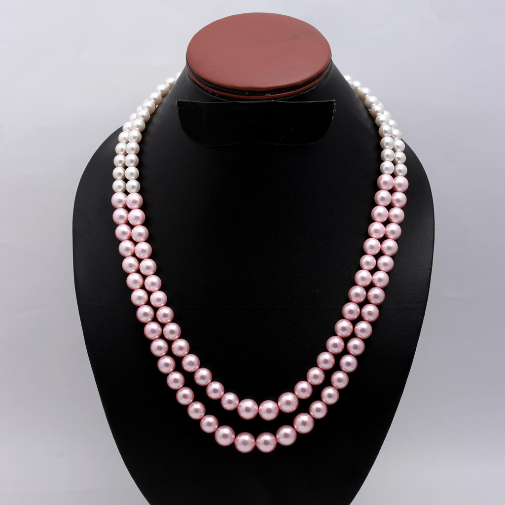 Pearl Pink Round Smooth Natural Beads Necklace 20 Inches