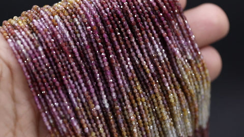 Multi Sapphire Shaded Round Faceted Natural Beads 12.5 inches strands