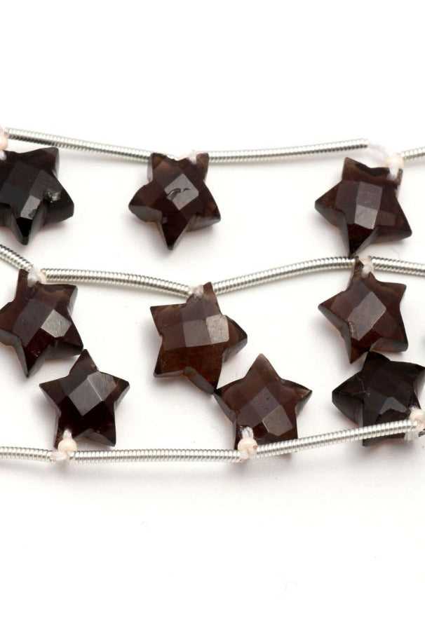 Smoky Quartz Brown Star Faceted Natural Beads