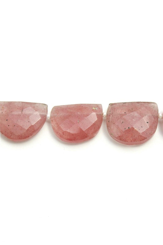 Strawberry Quartz Red D Shape Faceted Natural Beads