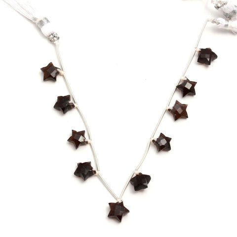 Smoky Quartz Brown Star Faceted Natural Beads