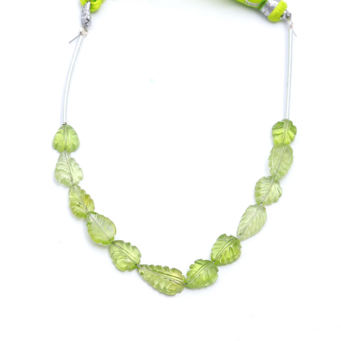 Peridot Green Leaf Carving Natural Beads 4 Inches Strands