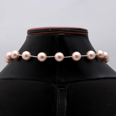 Pearl Pink Round Smooth Natural Beads Necklace 20 Inches Strands