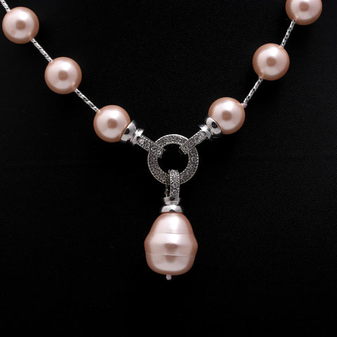 Pearl Pink Round Smooth Natural Beads Necklace 20 Inches Strands