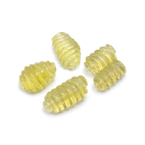 Lemon Quartz Yellow Twisted Raw Smooth Carving Natural Beads