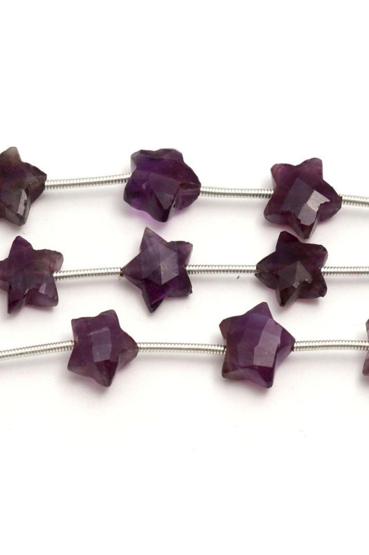 Amethyst Purple Star Faceted Natural Beads