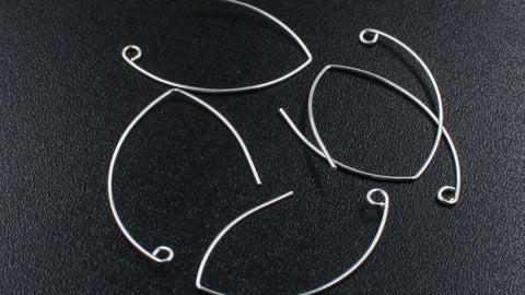 Silver Plated Brass Ear Hooks Marquis Hanging