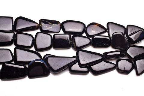 Agate  Black Flat Nugget Smooth Natural Beads