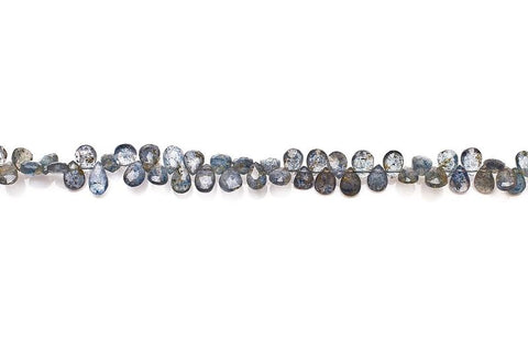 Moss Aquamarine Grey Pear Faceted Natural Beads