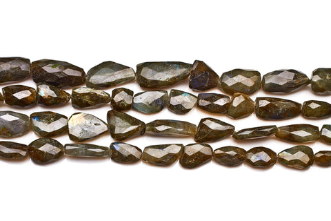 Labradorite Grey Nugget Faceted Natural Beads