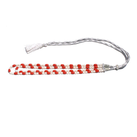 Pearl and Coral Red Rice Smooth Natural Beads 20 Inches Strands