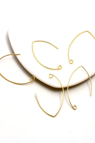 Gold Plated Brass Ear Hooks Marquis Hanging