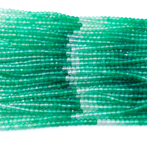 Green Onyx Shaded Green Round Faceted Natural Beads 12.5 inches strands