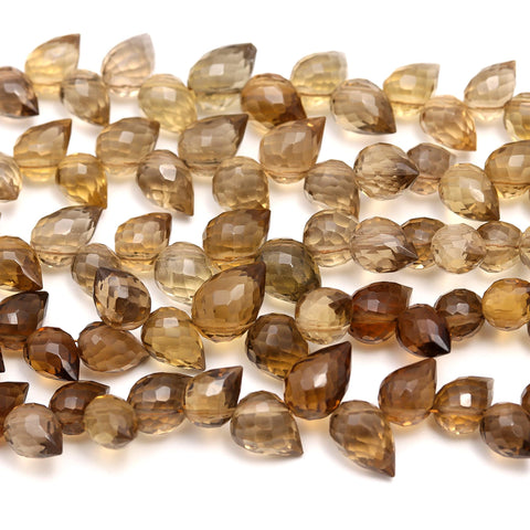 Smoky Quartz Brown Drop Faceted Natural Beads 4 Inches Strands