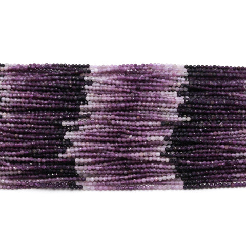 Sugilite Shaded Purple Round Faceted Natural Beads 12.5 inches strands