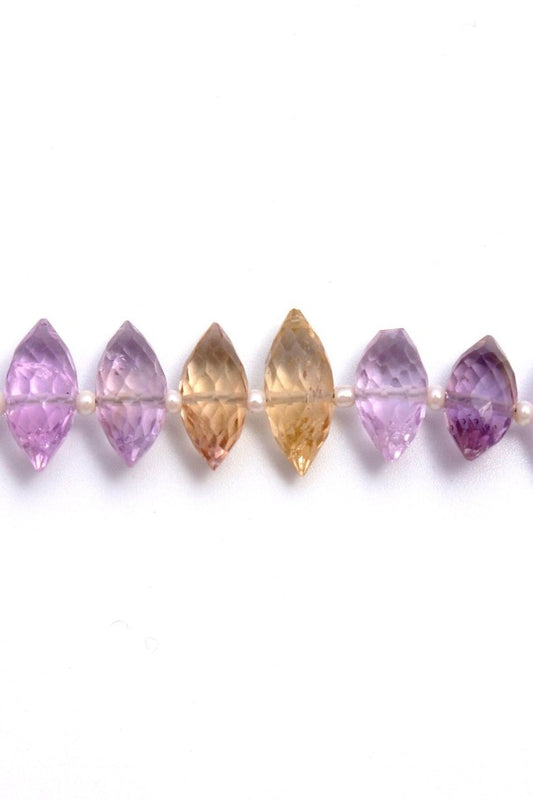 Ametrine Purple Dew Drop Faceted Natural Beads